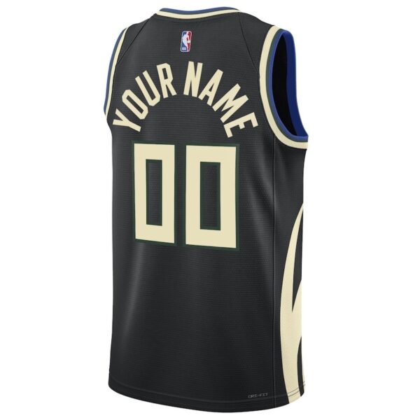 Jordan Milwaukee Bucks Custom Unisex Swingman Jersey – Statement Edition – Black - Image 4