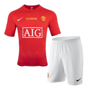 Retro Manchester United Champions League Final Kids Kit 07/08