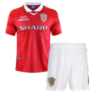 Retro Manchester United Champions League Final Kids Kit 1999